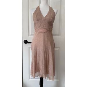 BCBGMAXAZRIA Women's Mauve Swiss Dot Halter Silk Blend Y2K Dress Size 8